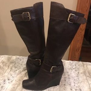 Brown High Wedged Boots